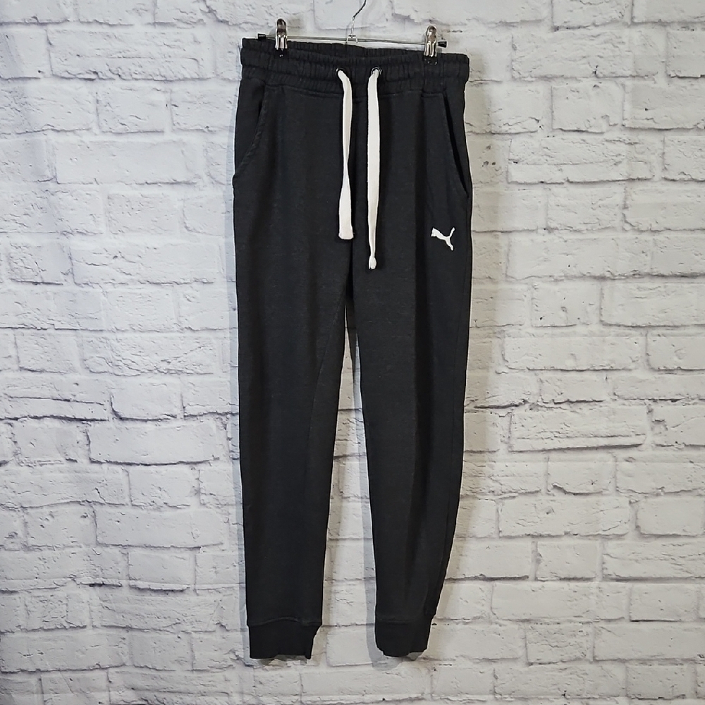 Puma Charcoal Jogger Pants with White Accents